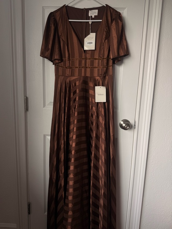 bohme Dresses & Skirts - Böhme Brown Satin Stripe Maxi Dress